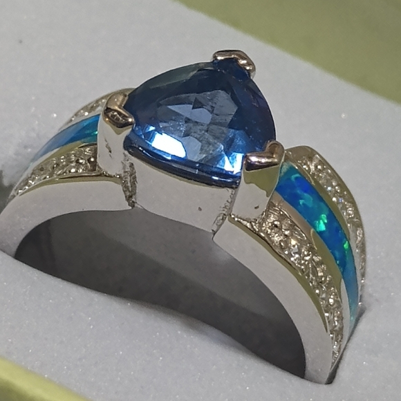 Ethically Sourced Silver Gemstone Wedding Rings For Women, Sz 6 - Picture 12 of 13